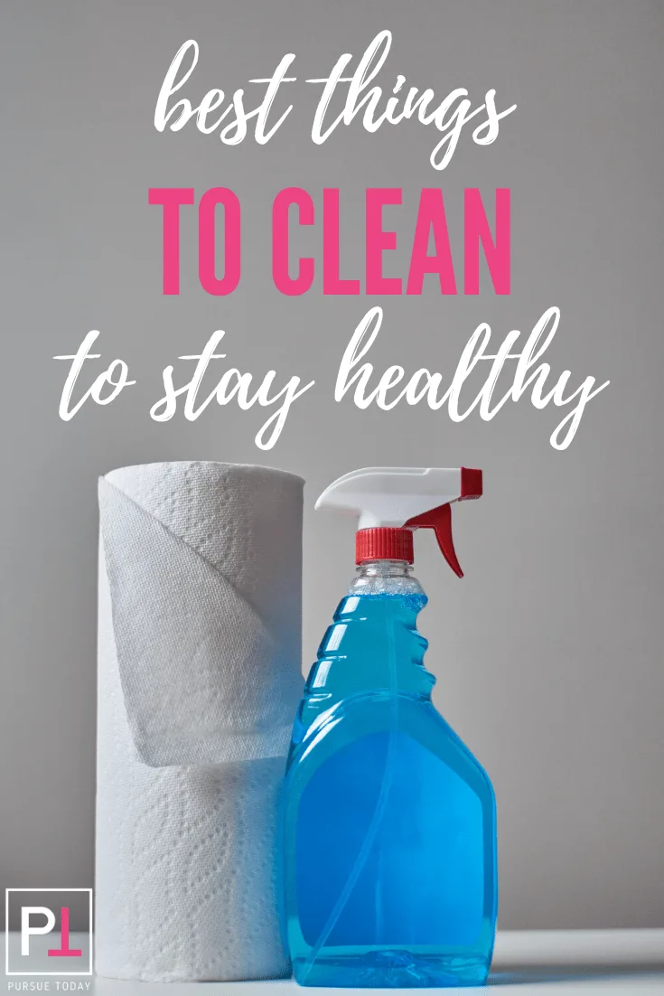 Cleaning your house especially deep cleaning can be very time consuming. As a busy mom, I outline what you should prioritize when it comes to cleaning so you can rid your house of dust, bacteria, viruses, flu etc. How tell you the quick and easy ways to clean these items for a healthy house. The best cleaning hacks to clean effectively and not fall behind and other healthy living tips to make sure your house is a healthy living space. #cleanhouse #healthyliving #pursuetoday