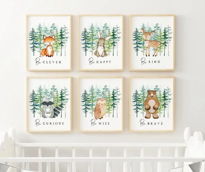 woodland nursery artwork and wall decals