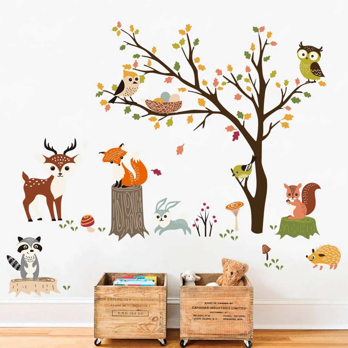 woodland nursery artwork and wall decals