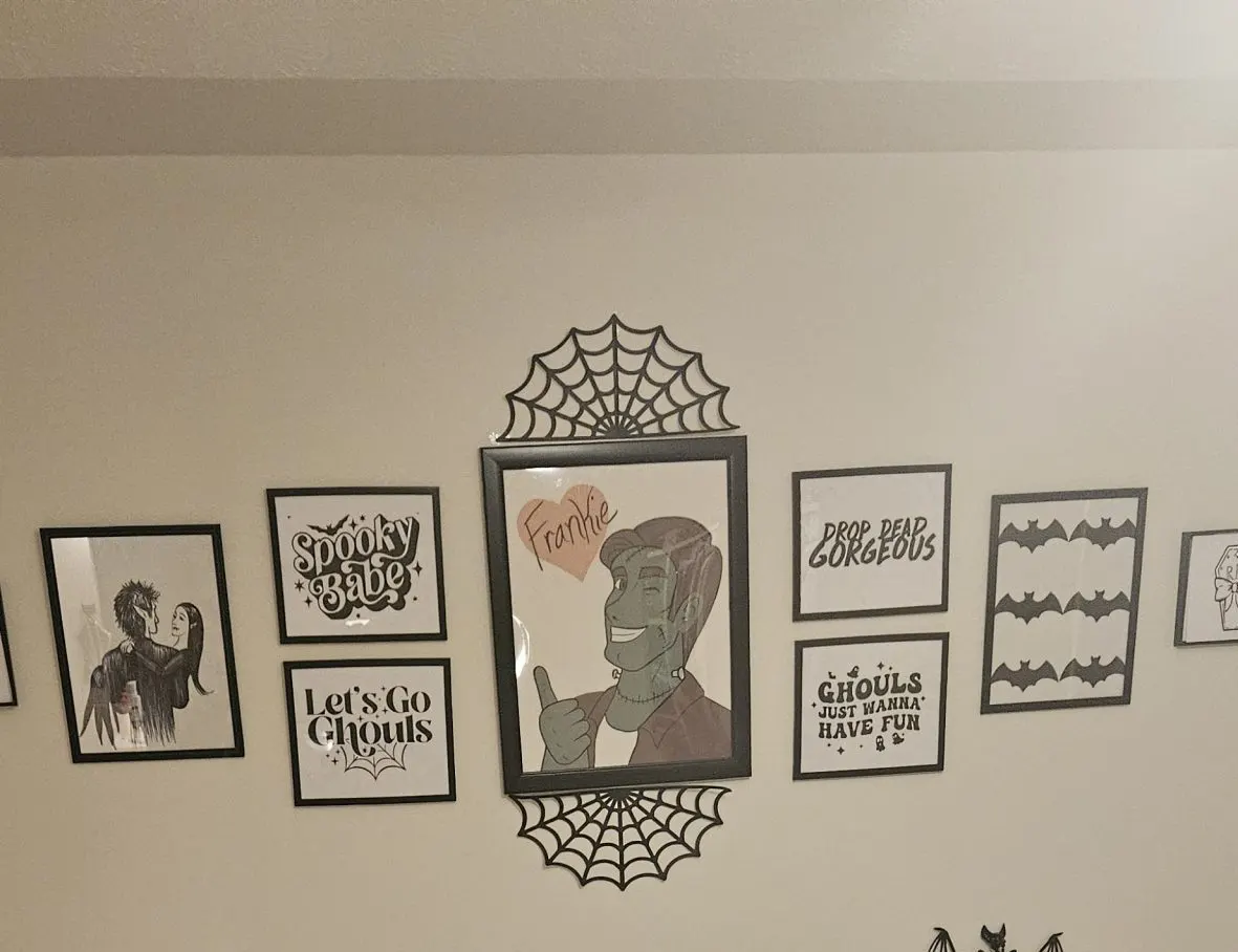 Halloween Decor: Framed Art and Spider Webs